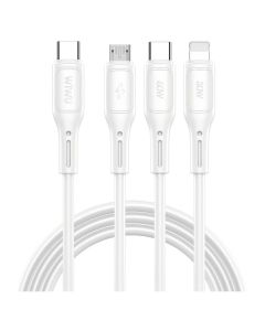 WIWU Wi-046E 3in1 Starlink Series Data Cable Καλώδιο Φόρτισης 60W Type-C σε Type-C / Lightning / Micro USB 1m - White - MT82645