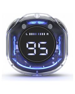 Blue Star TX1 AirCrystal Led TWS Wireless Bluetooth Stereo Earbuds - Black - MT82739