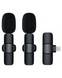 K1 Wireless Lavalier Microphone Double 2 in Set Ασύρματο Μικρόφωνο με Θύρα Lightning - Black