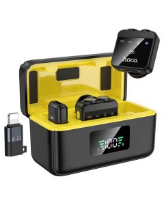 HOCO L17 Wireless Lavalier Microphone Type-C / Lightning 2 Pcs Ασύρματο Μικρόφωνο - Black - MT82783