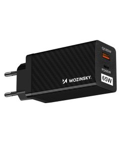 Wozinsky Fast Wall Charger 65W GaN USB / Type-C QC 3.0 PD (WWCG01) Αντάπτορας Φόρτισης - Black