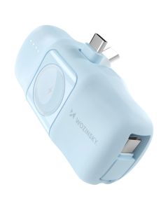 Wozinsky WF16-YCS 5000mAh 15W Type-C Mini Power Bank with Type-C Cable and Apple Watch Charger - Blue