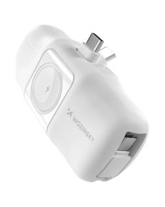 Wozinsky WF16-YCS 5000mAh 15W Type-C Mini Power Bank with Type-C Cable and Apple Watch Charger - White