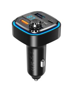 XO BCC08 FM Transmitter Car Charger 2xUSB + Type C 3,1A Φορτιστής Αυτοκινήτου Black - MT80312