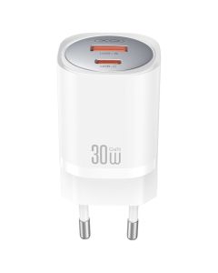 XO CE21 Wall Charger USB / Type-C 30W QC3.0 PD Αντάπτορας Φόρτισης - White