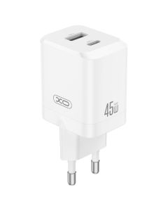 XO CE36 GaN Wall Charger USB / Type-C 45W QC3.0 PD Αντάπτορας Φόρτισης - White - MT82611