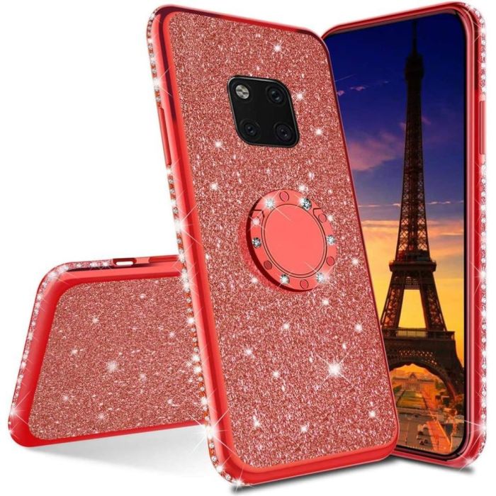 Diamond Ring Case με Electro Bumper και Glitter Red Xiaomi Redmi Note 9s 9 Pro 9 Pro Max 1468