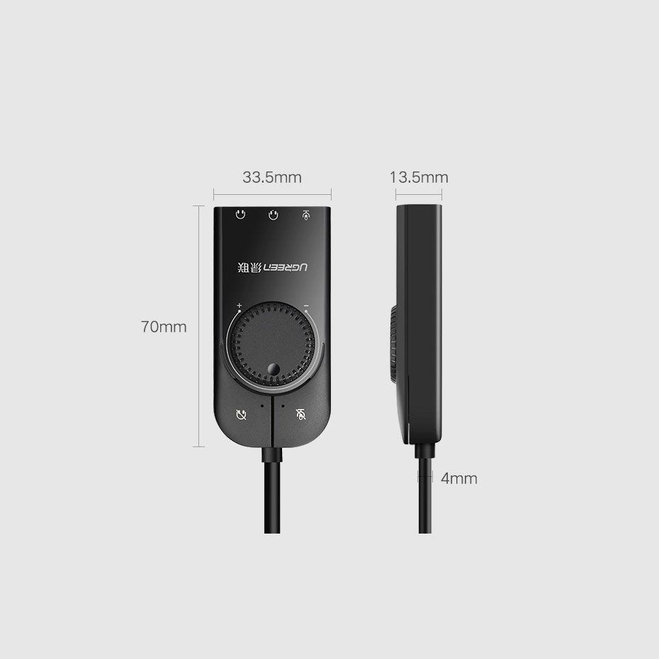 UGREEN External Sound Card USB Adapter with Volume Control 15cm (40964) Εξωτερική Κάρτα Ήχου - Black 