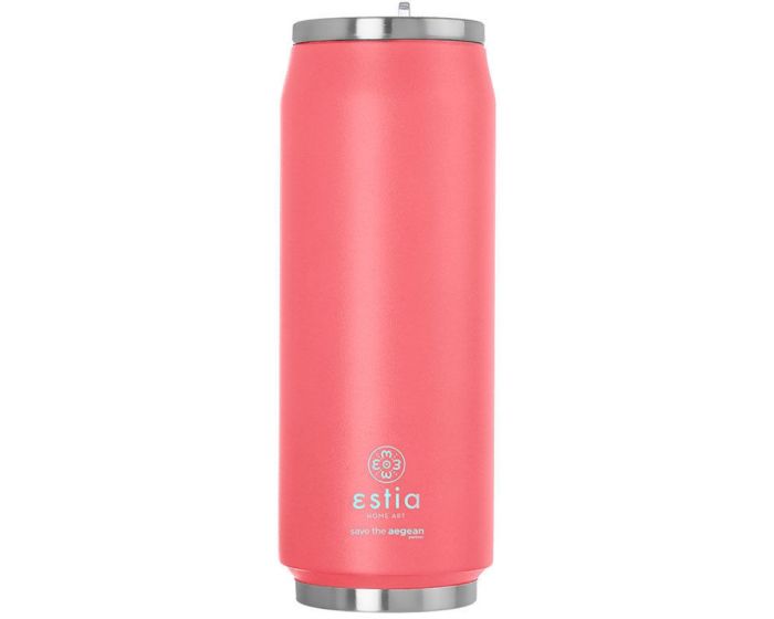 Estia Travel Cup Save The Aegean Stainless Steel 500ml Ισοθερμικό Ποτήρι - Fusion Coral