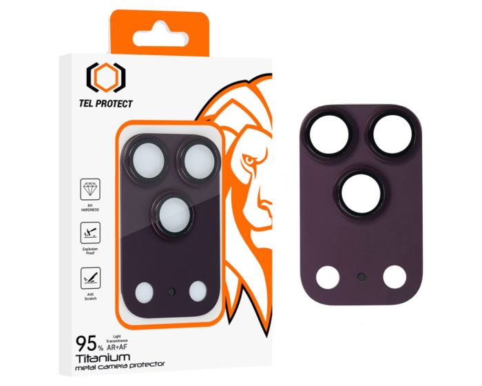 Tel Protect Full Metal Camera Lens 95% AR+AF Tempered Glass Prοtector Purple (iPhone 17 Pro Max) - MT84651