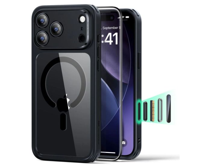 ESR Classic Hybrid MagSafe Case with Camera Buttons & Tempered Glass Clear / Black (iPhone 17 Pro) - MT82720