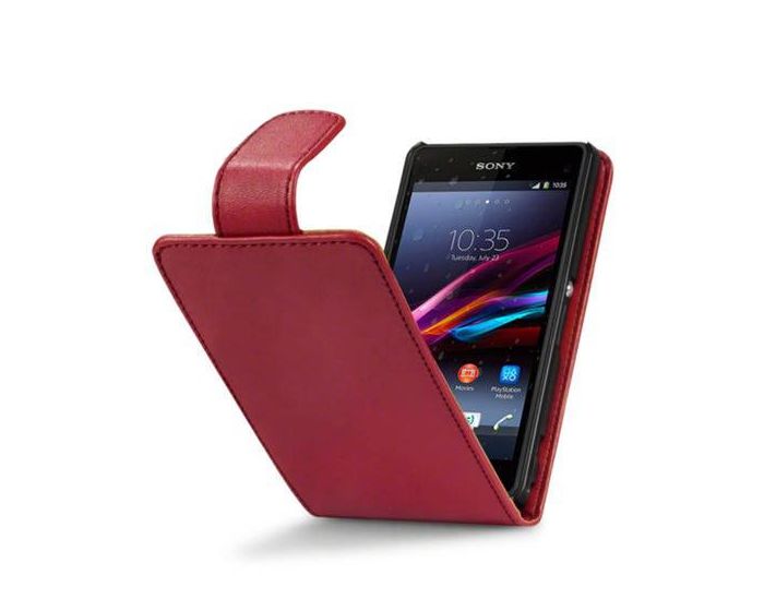 Qubits Θήκη Πορτοφόλι Flip Wallet Case (117-005-261) Κόκκινο (Sony Xperia Z1 Compact)