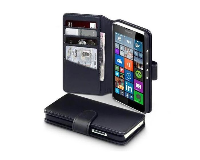 Terrapin Δερμάτινη Θήκη Πορτοφόλι Wallet Case (117-116-017) Μαύρο (Microsoft Lumia 435)