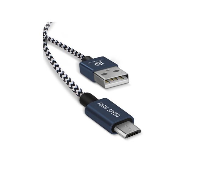 DUX DUCIS Καλώδια Φόρτισης και Μεταφοράς Δεδομένων USB σε Micro USB 100cm + 20cm (2 τμχ) Navy Blue