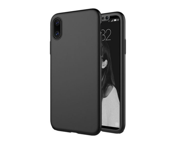 360 Full Cover Case & Tempered Glass - Black (iPhone X)
