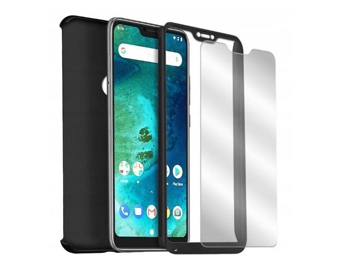360 Full Cover Case & Tempered Glass - Black (Samsung Galaxy A10)