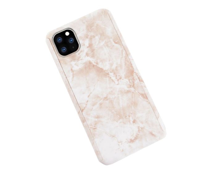 360 Full Cover Marble Case & Tempered Glass - No.3 White (iPhone 11 Pro)