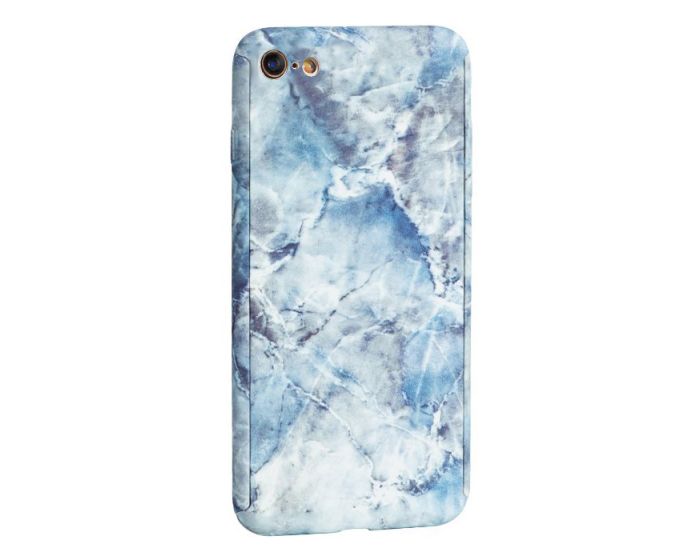 360 Full Cover Marble Case & Tempered Glass - No.4 Blue (iPhone 6 Plus / 6s Plus)