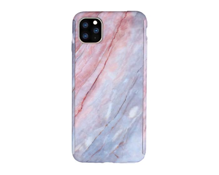 360 Full Cover Marble Case & Tempered Glass - No.9 Blue / Pink (iPhone 11 Pro Max)