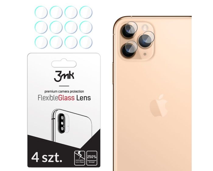 3MK FG Camera Lens 7H Flexible Glass Film Prοtector 4-Pack (iPhone 11 Pro Max)