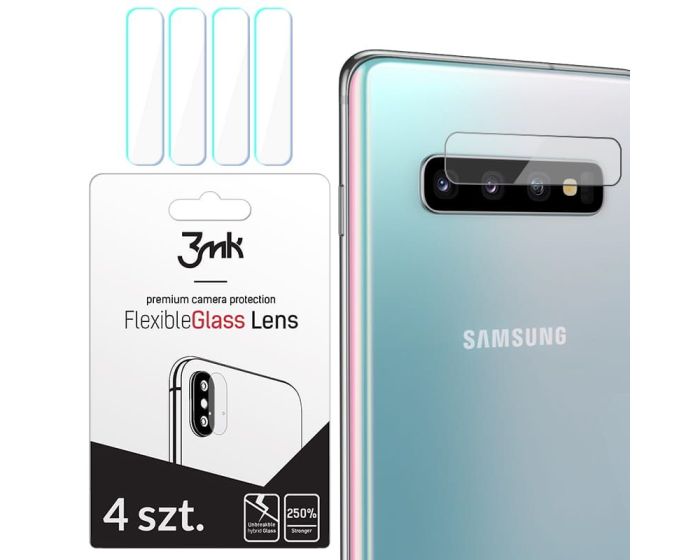 3MK FG Camera Lens 7H Flexible Glass Film Prοtector 4-Pack (Samsung Galaxy S10)
