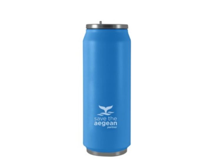 Estia Travel Cup Save The Aegean Stainless Steel 500ml Ισοθερμικό Ποτήρι - Ocean Blue