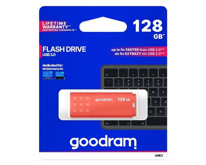 Goodram USB Flash Drive 3.0 UME3 Memory Stick 128GB Orange