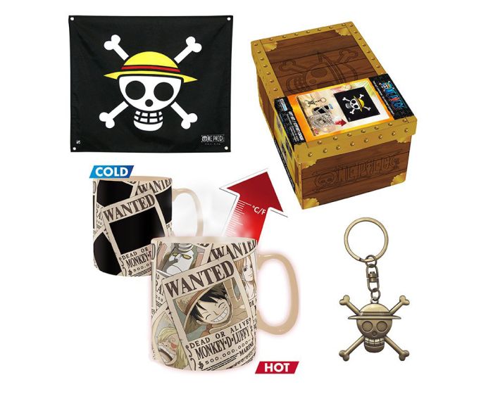 ABYstyle ONE PIECE Flag, 3D Keychain & Heat Changing Mug Premium Gift Set 
