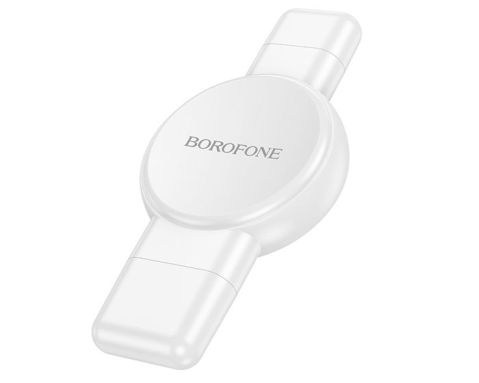 Borofone BQ31 Portable Wireless Induction Charger for Apple Watch 1-9, SE/SE2, Samsung Ultra/Ultra2 - White
