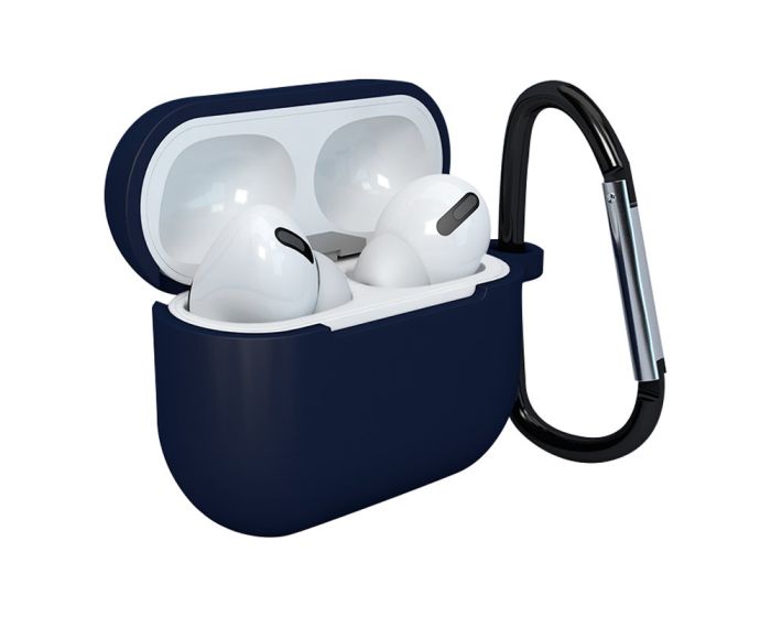 Soft Silicone Apple AirPods 3 Case with Clip Hook Θήκη Σιλικόνης για Apple AirPods 3 - Dark Blue