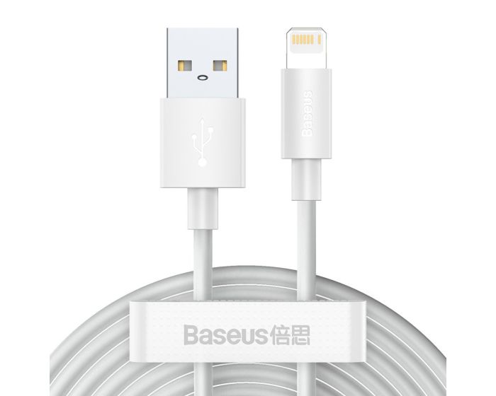 Baseus Simple Wisdom Data Cable Kit 2.4A (TZCALZJ-02) Καλώδιο Φόρτισης USB to Lightning 1.5m (2Pcs) White