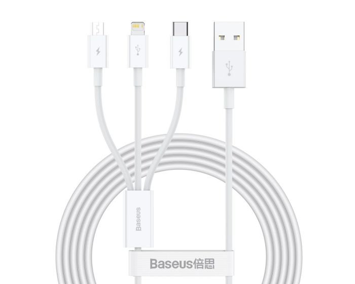 Baseus Superior Charging Data Cable (CAMLTYS-02) Καλώδιο Φόρτισης 3.5A USB to Type-C / Lightning / Micro USB 1.5m White