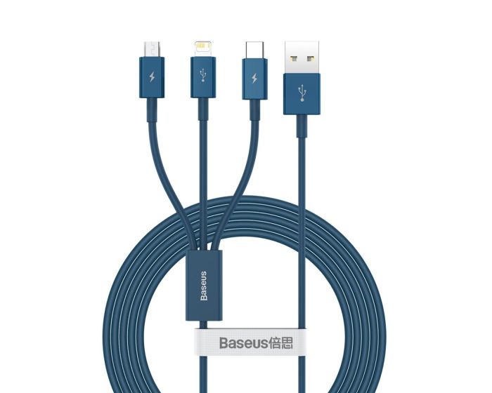 Baseus Superior Charging Data Cable (CAMLTYS-03) Καλώδιο Φόρτισης 3.5A USB to Type-C / Lightning / Micro USB 1.5m Blue