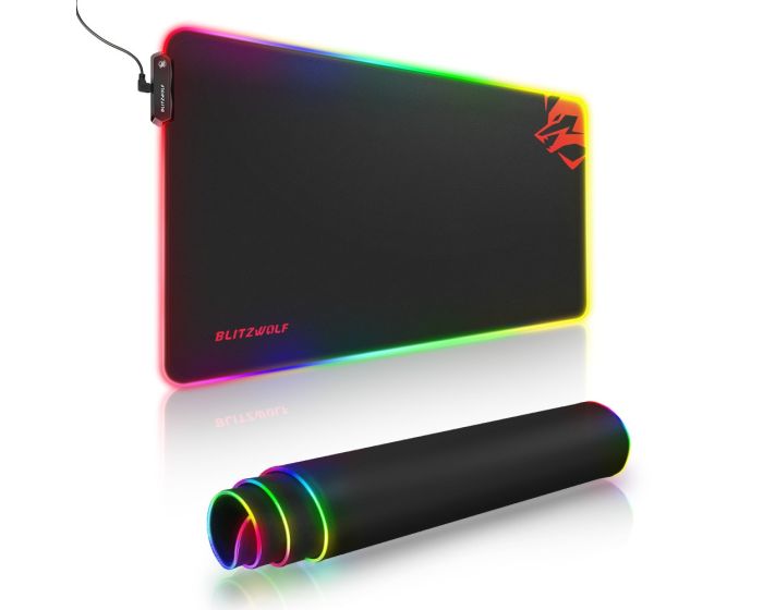 BlitzWolf BW-MP1 RGB Gaming Mouse Pad (800x400x5mm) Led RGB 10 Modes - Black