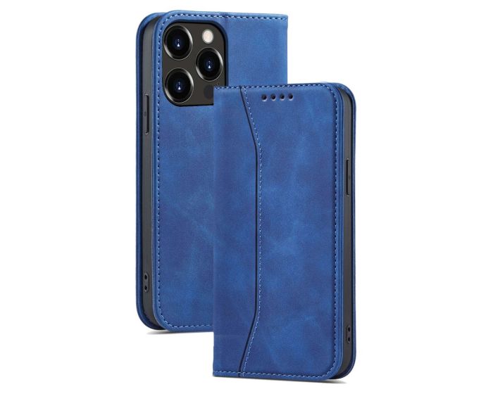 Bodycell PU Leather Book Case Θήκη Πορτοφόλι με Stand - Blue (iPhone 13 Pro)