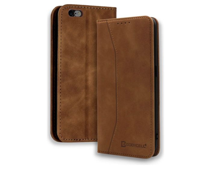Bodycell PU Leather Book Case Θήκη Πορτοφόλι με Stand - Brown (iPhone 6 / 6s)