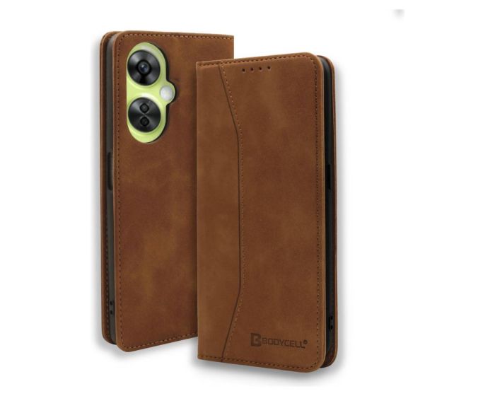 Bodycell PU Leather Book Case Θήκη Πορτοφόλι με Stand - Brown (OnePlus Nord CE 3 Lite)