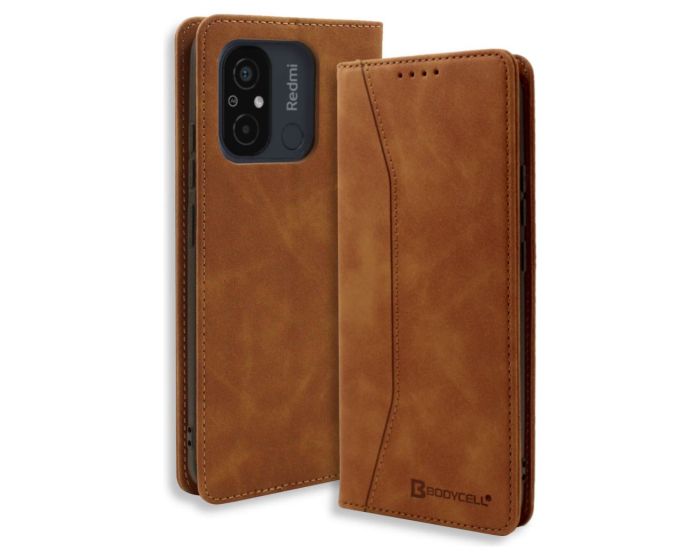 Bodycell PU Leather Book Case Θήκη Πορτοφόλι με Stand - Brown (Xiaomi Redmi 12C)