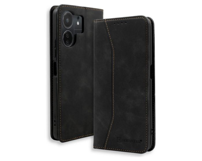 Bodycell PU Leather Book Case Θήκη Πορτοφόλι με Stand - Black (Xiaomi Redmi 13C / Poco C65)