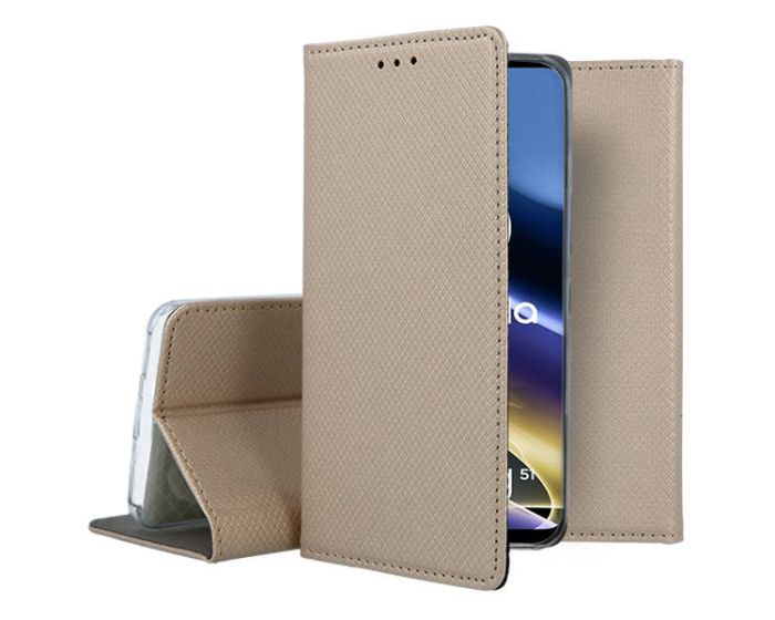 Forcell Smart Book Case με Δυνατότητα Stand Θήκη Πορτοφόλι Gold (Motorola Moto G51 5G)