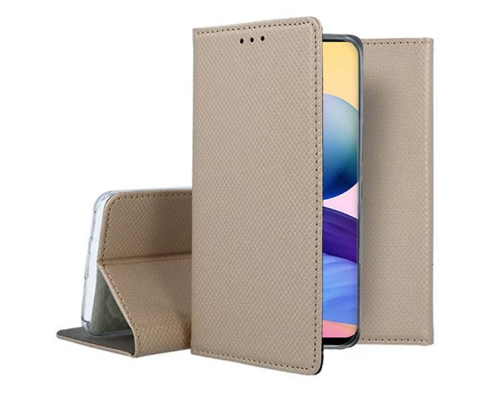 Forcell Smart Book Case με Δυνατότητα Stand Θήκη Πορτοφόλι Gold (Xiaomi Poco M3 Pro 5G / Redmi Note 10 5G)