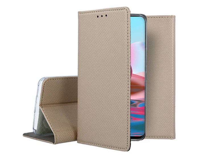 Forcell Smart Book Case με Δυνατότητα Stand Θήκη Πορτοφόλι Gold (Xiaomi Redmi Note 10 / 10S / Poco M5s)