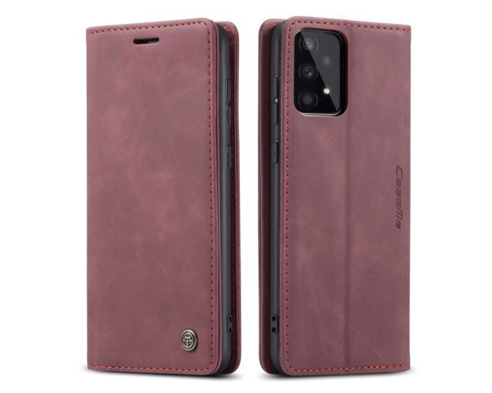 CaseMe PU Leather Wallet Case Θήκη Πορτοφόλι με Stand - Dark Red (Samsung Galaxy A53 5G)