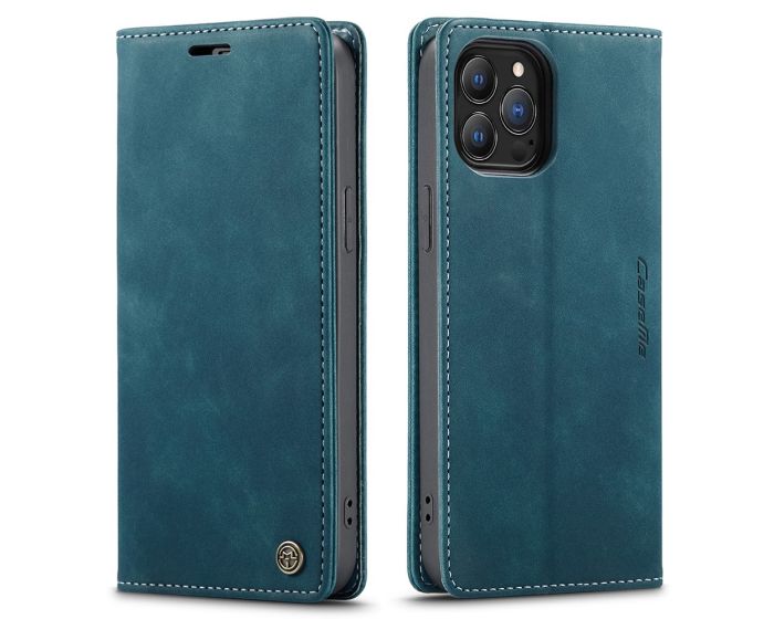 CaseMe PU Leather Wallet Book Case Θήκη Πορτοφόλι με Stand - Dark Green (iPhone 13 Pro)