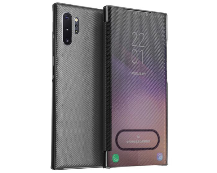Carbon Fiber View Standing Cover - Black (Samsung Galaxy Note 10 Plus)