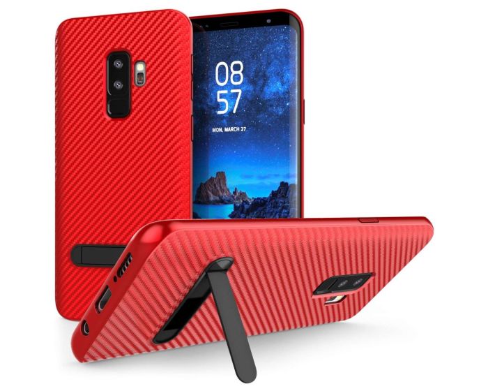 Caseflex Carbon Fiber Slim Case with Kickstand Red (Samsung Galaxy S9 Plus)