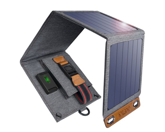 Choetech Foldable Travel Solar Charger USB 2.4A 5V 14W (SC004) Ηλιακός Φορτιστης - Grey