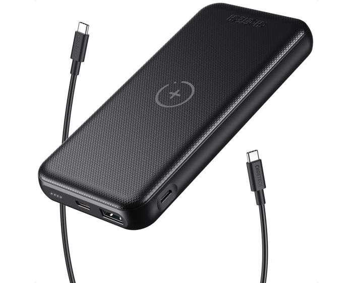 Choetech Power Bank 10000mAh 18W  PD / QC3.0 + USB / USB Type-C Cable with Wireless Qi Charger 10W (B650) - Black