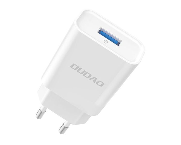 Dudao A3EU Charger USB-A 5V/2.4A QC3.0 Αντάπτορας Φόρτισης Τοίχου - White