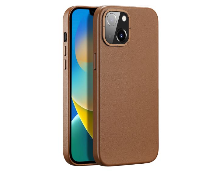 DUX DUCIS Grit PU Leather Elegant MagSafe Back Cover Case - Brown (iPhone 14)